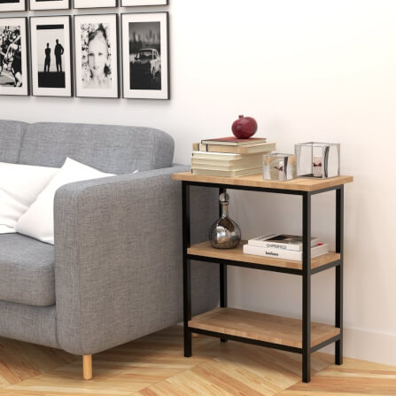 ชั้นวางของไม้ยางพารา สไตล์ลอฟท์ Monster Steel รุ่น JZN014 ขนาด 60*30*70 cm._2